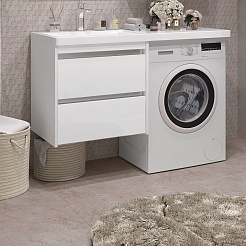 Opadiris Мебель для ванной Фреш 120 L под стиральную машину подвесная белая – фотография-4